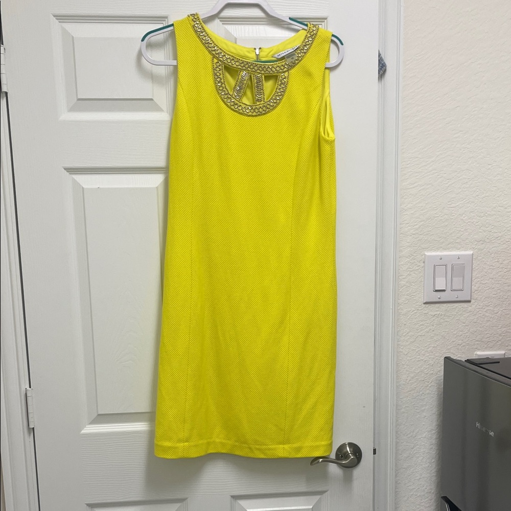 Peter Nygard Yellow Embellished Mini Dress